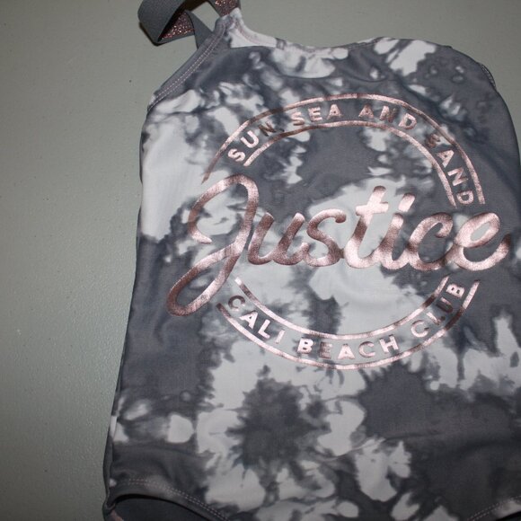 Grey 1 Pcs Justice Swimsuit Size 6 - Picture 2 of 9